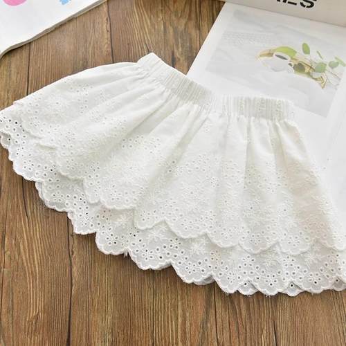 女童气质纯色百褶甜美打底刺绣