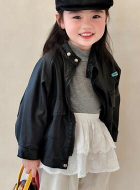 中小童2024冬季新款女童小熊屁帘白色短裙女宝秋款休闲百搭半身裙