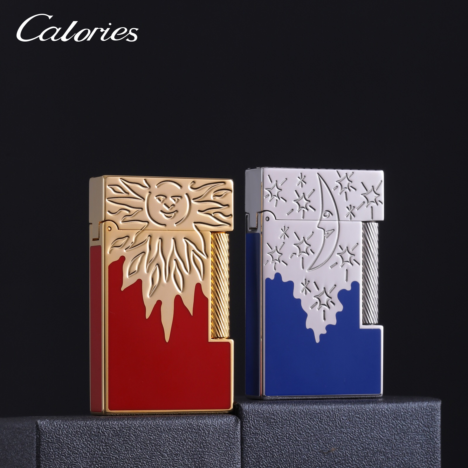 calories卡路朗声打火机充气体纯铜精雕复古侧滑砂轮高端个性礼物
