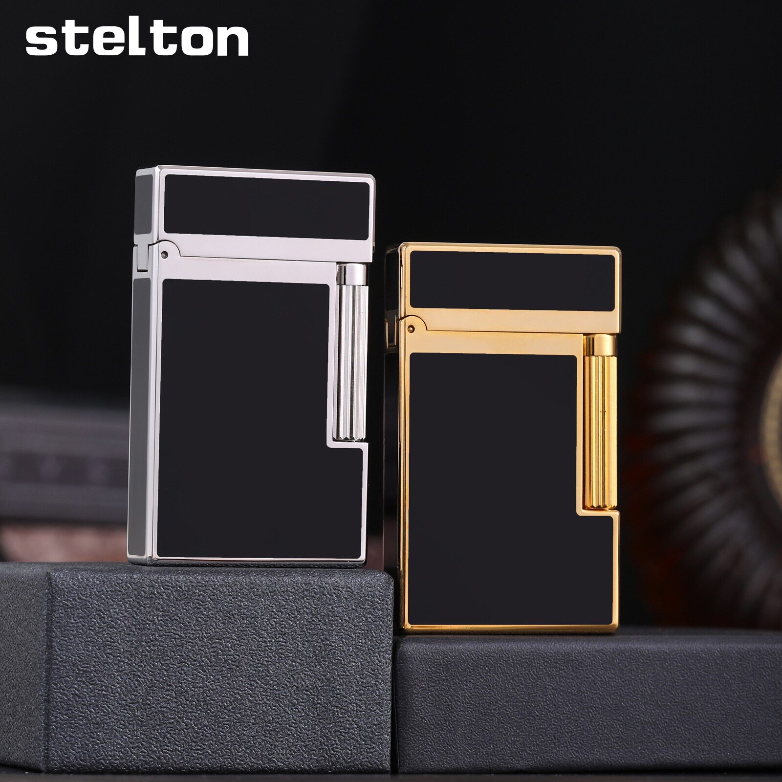 stelton斯特腾朗声充气打火机全铜侧滑砂轮漆面教父高端礼品包邮