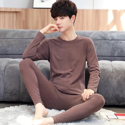男士德绒无痕保暖内衣套装