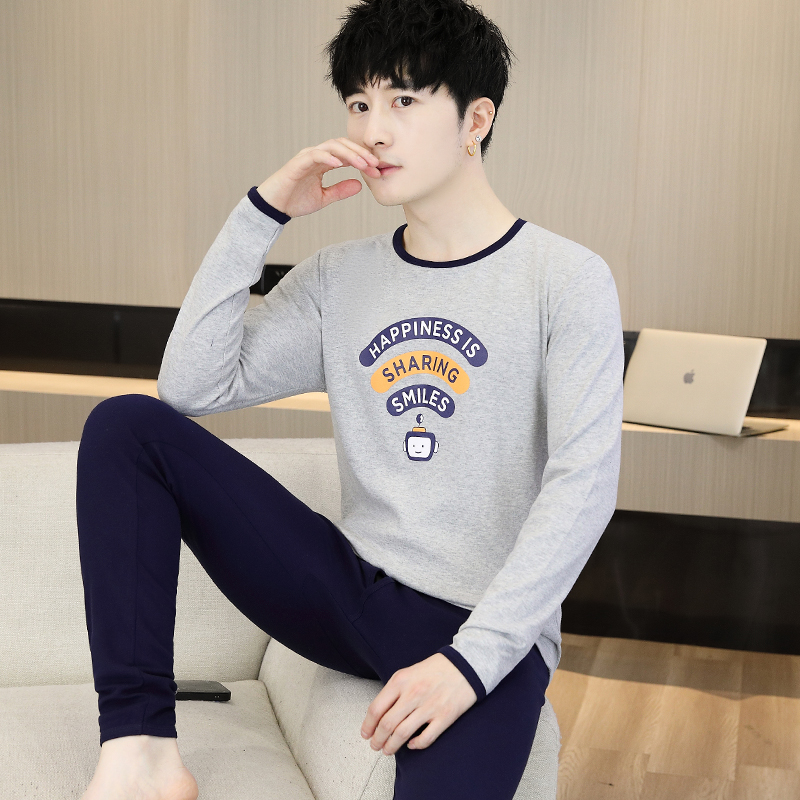 奥勃潮流纯棉保暖秋衣秋裤套装男