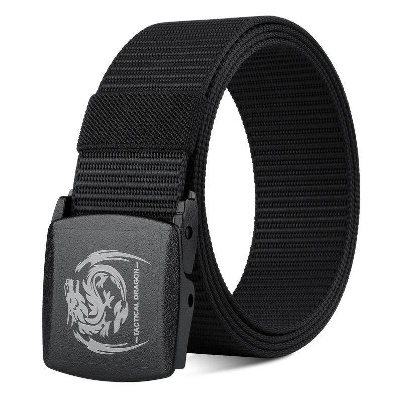 战术龙激光印男士商务尼龙腰带非金属无铁皮带塑料头过安检门裤带