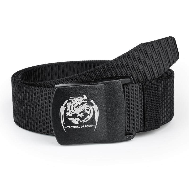 战术龙激光印男士商务尼龙腰带非金属无铁皮带塑料头过安检门裤带