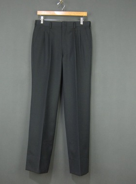 日本产 深铁灰色羊毛混纺长裤 可水洗斜纹休闲绅士少男装西裤 W78
