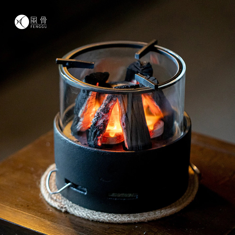 轻奢风黑白色煮茶炉高硼硅耐高温