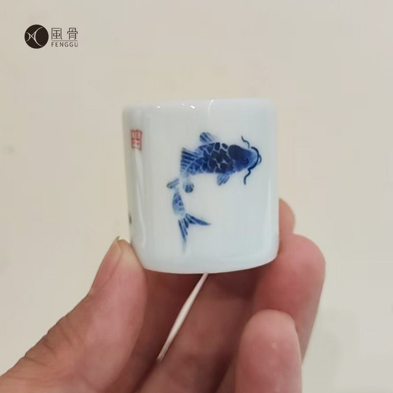景德镇纯手绘青花主人杯盖置多款
