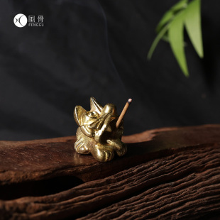 下单送线香 云南瓦猫线香香插 纯手工黄铜神兽摆件 云南伴手礼