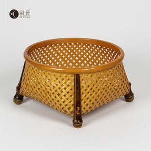 风骨茶席美物 大漆紫竹精编篮 | 茶具收纳 干果点心篮 中式雅器