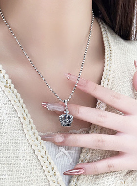 未晚S925纯银十字架皇冠吊坠