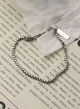 复古小众马蹄扣手链粗款女式闺蜜蛇骨轻奢银饰学生极简风手镯纯银