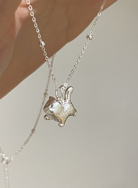 S999足银可爱立体卡通小猫项链