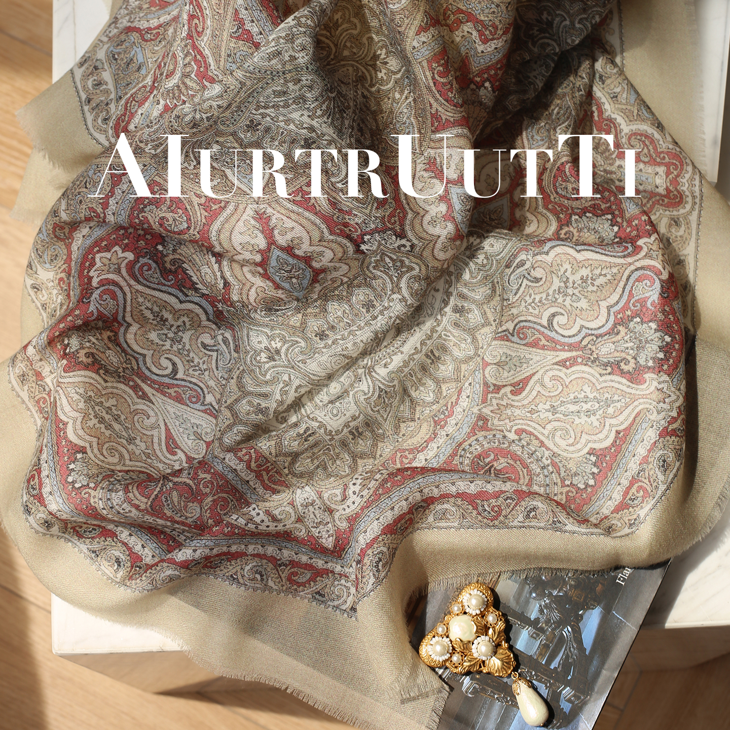 AiurtRuutti意式极繁主义古典波西米亚大方巾 纯羊毛外搭披肩围巾