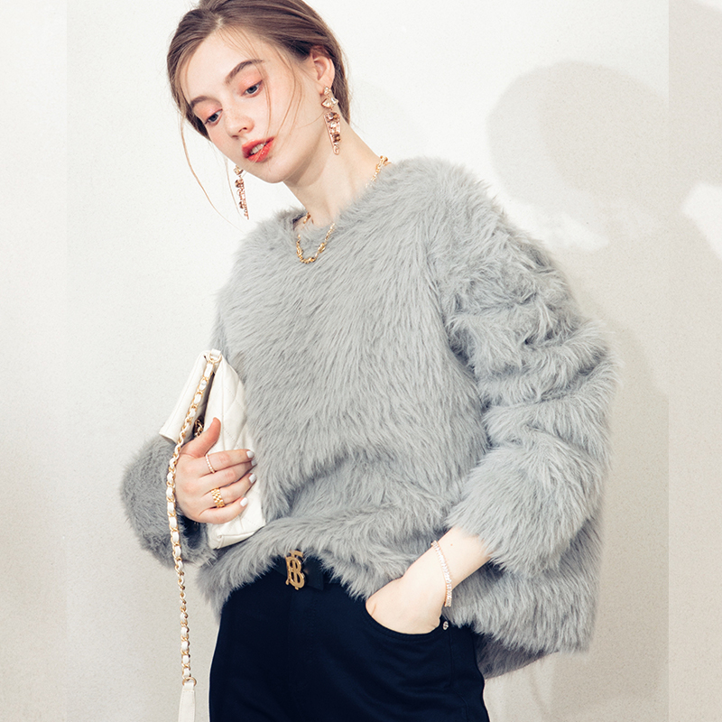 欧美羊驼毛北欧不掉毛衫