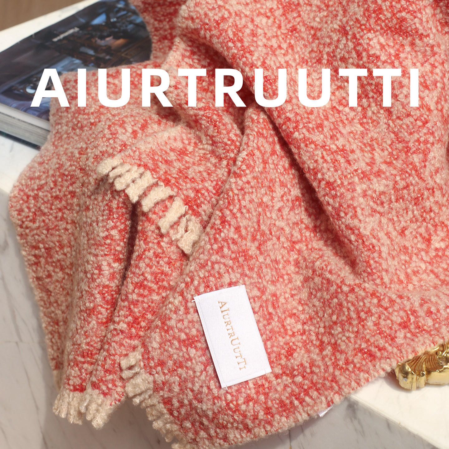 AiurtRuutti意式定纺羊绒圈圈纱线围巾 年轻摩登窄版男女同款情侣