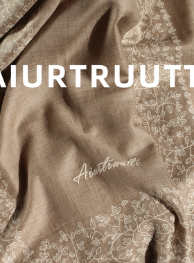 AiurtRuutti克什米尔藤蔓刺绣纯山羊绒外搭披肩 宽框绣朱莉奢围巾