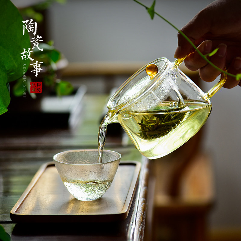 茶壶单壶家用套装过滤花茶壶耐高温泡茶壶泡茶器玻璃花茶壶小茶具