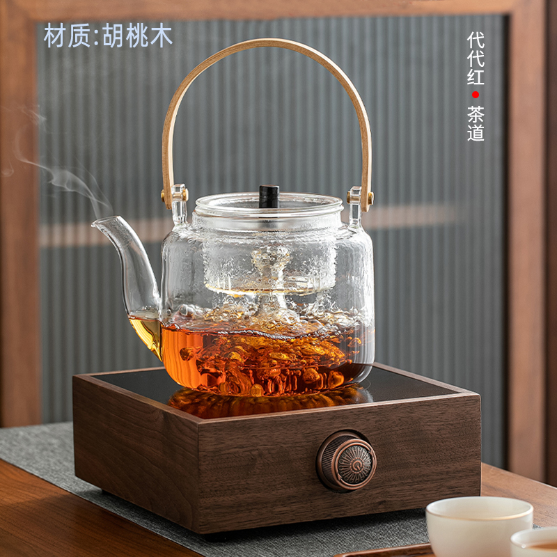 胡桃木电陶炉煮茶专用煮茶套装