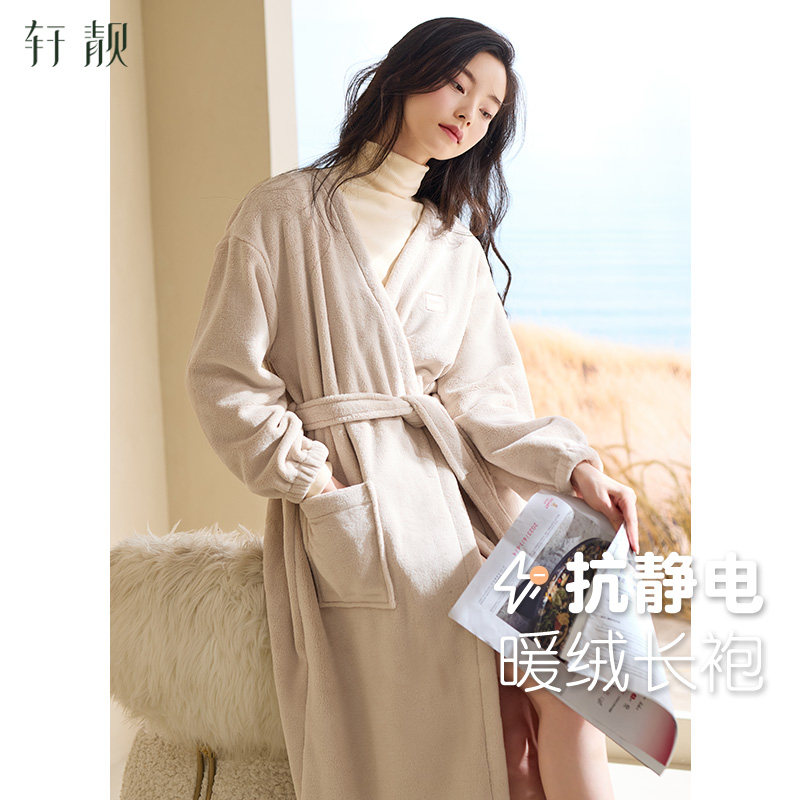 轩靓【抗静电】法兰绒睡袍女冬季加绒加厚保暖睡衣大码珊瑚绒浴袍,女士内衣/男士内衣/家居服,睡袍/浴袍,淘宝优惠券,粉丝福利购,淘宝优惠卷