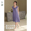 轩靓柔软睡裙女夏季 背心睡衣提花花边冰丝凉感宽松 薄款 莫代尔无袖