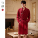 纯棉 红色款 新中式 春秋季 睡衣新婚结婚浴袍家居服 睡袍男士 轩靓