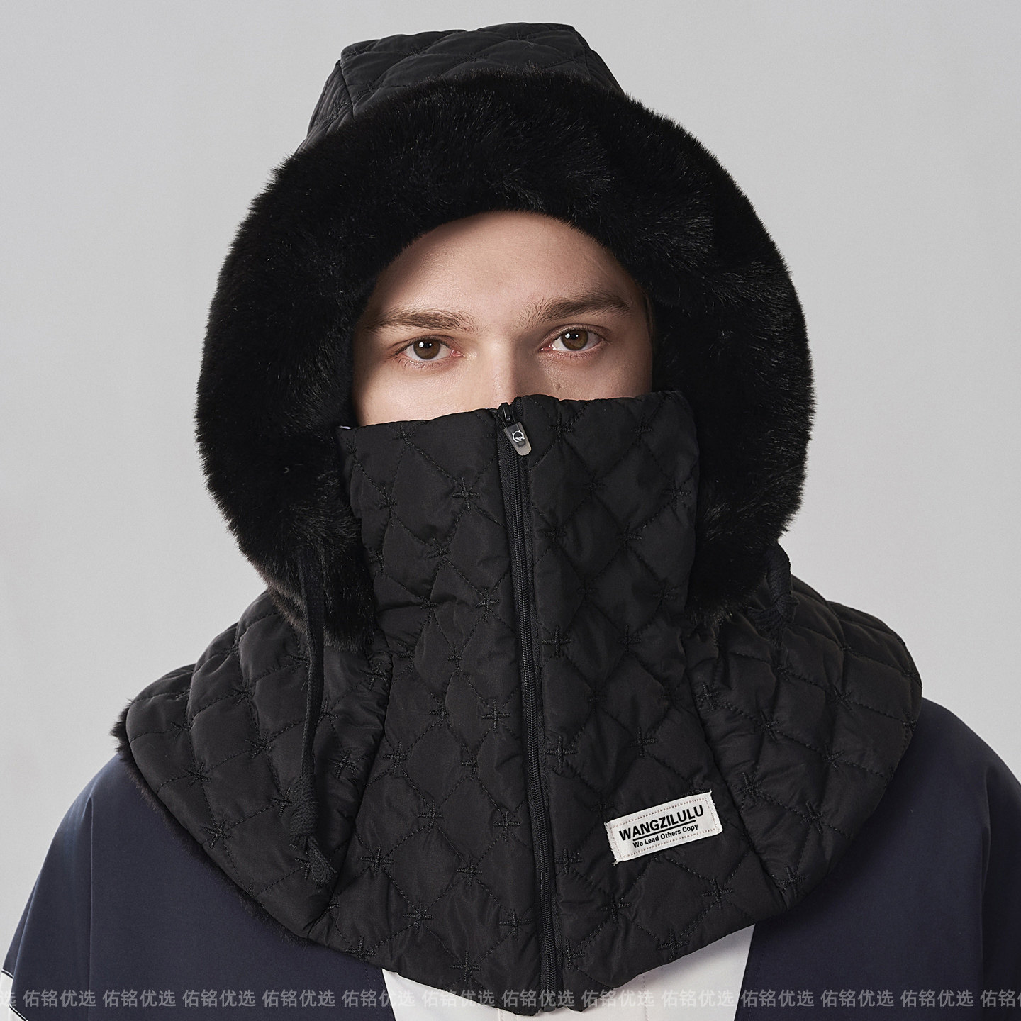 冬季新款保暖防寒帽子男士户外骑车护脸围脖面罩女护颈加厚防风帽