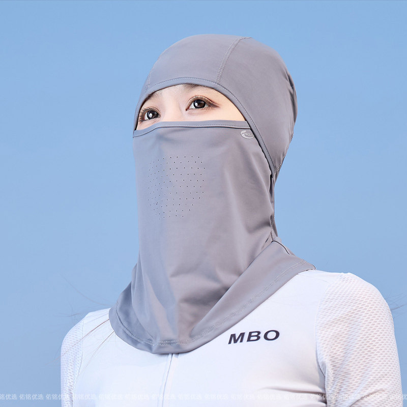 夏季户外防晒帽子女士护脸护脖防紫外线面罩冰丝薄款透气遮阳头套