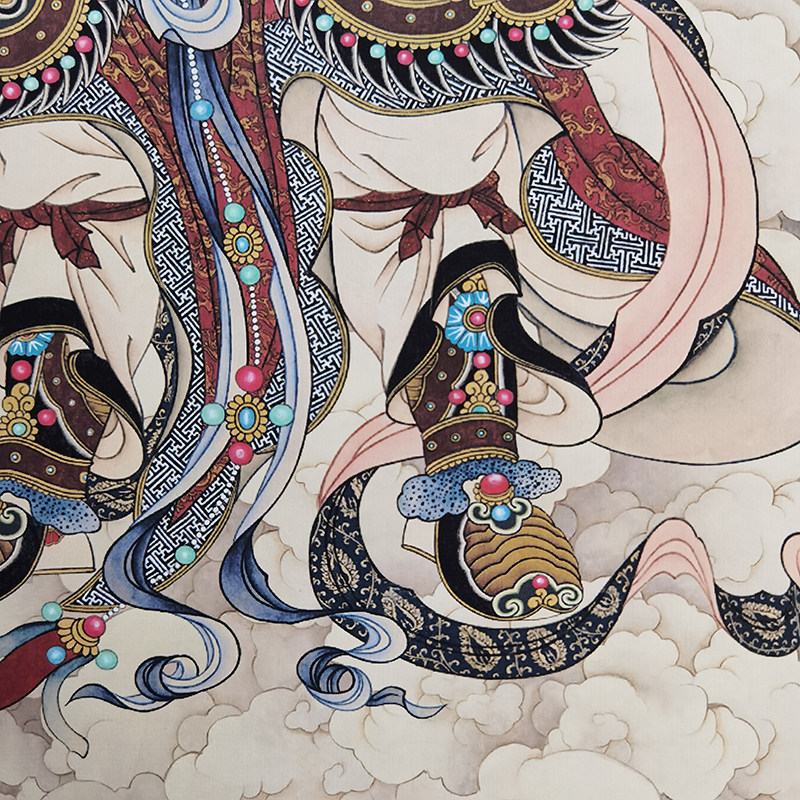 韦驮护法尊天菩萨画像佛护法楼至水陆画全屏满屏卷轴挂画