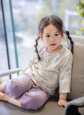 17th second儿童睡衣双层纱亲子竹棉长袖春秋男女宝宝家居服套装