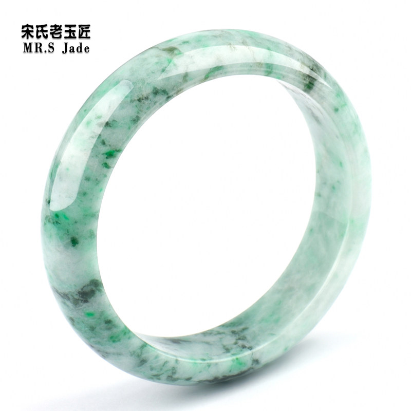 MR.S Jade/宋氏老玉匠冰糯种阳绿飘花翡翠手镯玉石玉镯子A货证书|ruв категории ювелирные изделия/алмаз/жадеит/золото, Джейд (новый), украшения - от Buy2taobao.com для оказания профессиональной услуги покупки агента Taobao