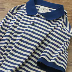 Summer Lapel T-Shirt, Amekaji Retro Hong Kong Style Sailor Shirt, Pure Cotton Short-Sleeve Striped Men's Short-Sleeve Polo Shirt