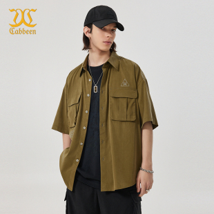 衬衫 商场同款 短袖 山系风夏季 宽松休闲翻领上衣衬衣 卡宾男装