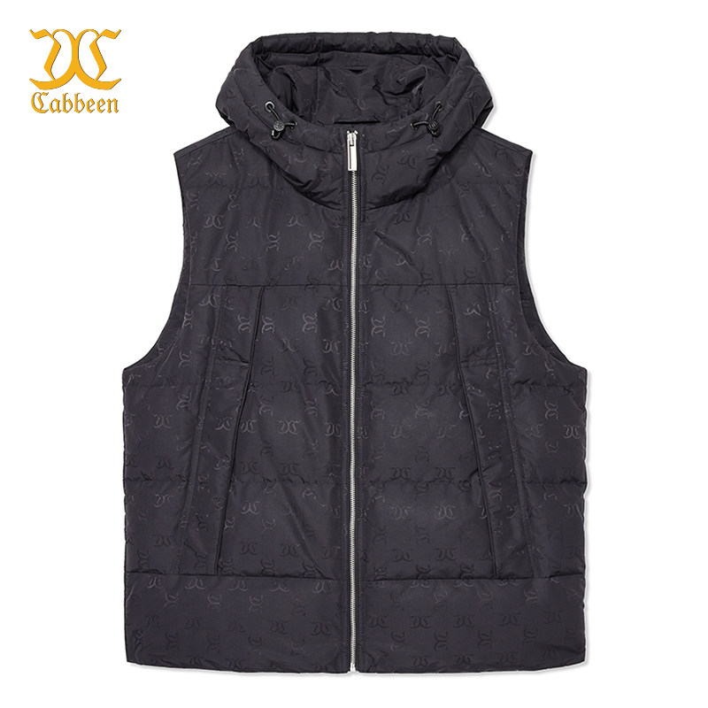 【商场同款】卡宾男装休闲羽绒马甲冬季百搭时尚LOGO满印潮流外套