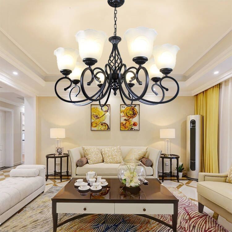 欧式简约中古风铁艺客厅吊灯大气卧室书房阳台床头创意美式简约LY