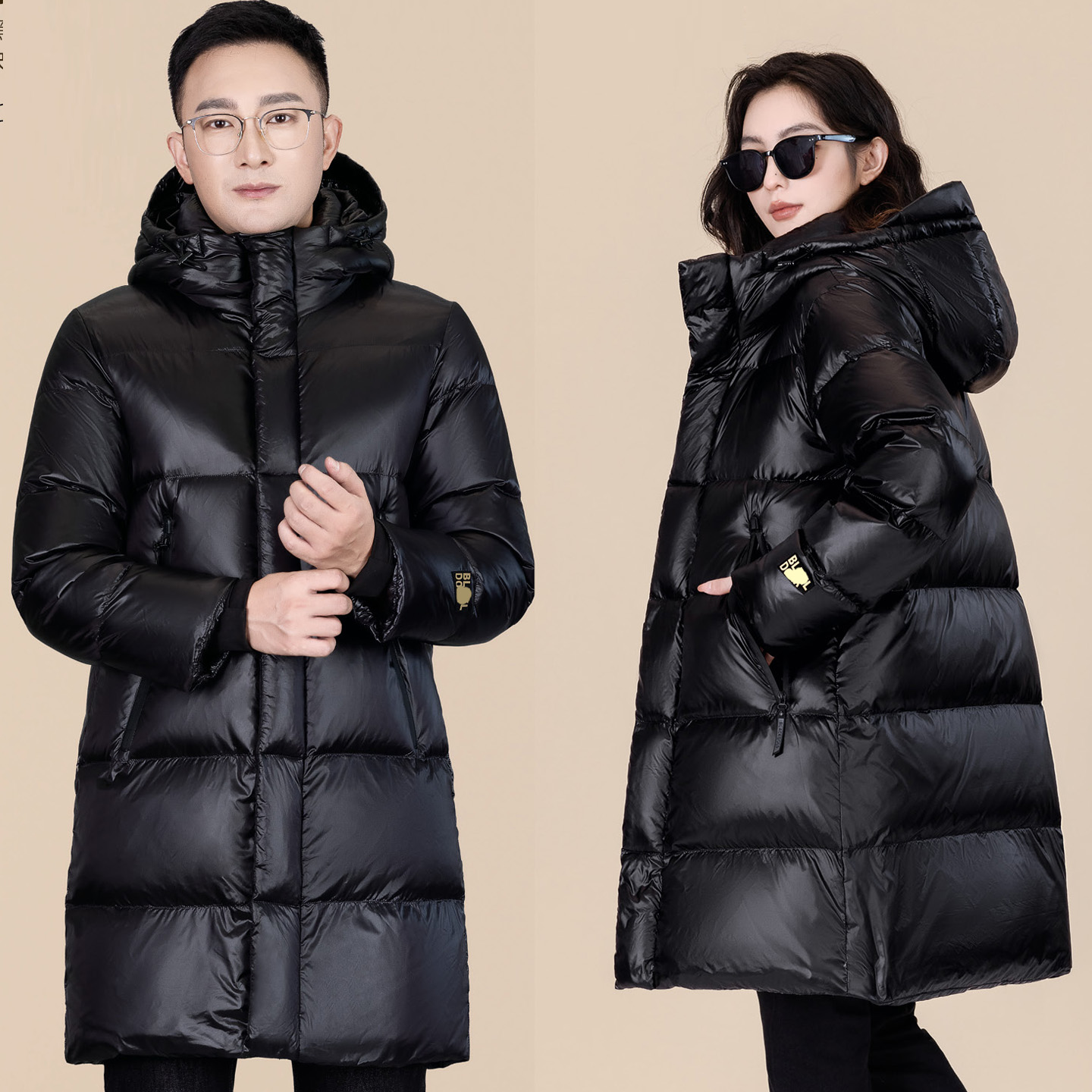 黑金情侣款羽绒服面包服衣壳男女