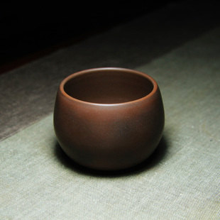 包邮 钦州坭兴陶纯手工蝉定圆肚茶杯个人专用原矿品茗陶茶杯