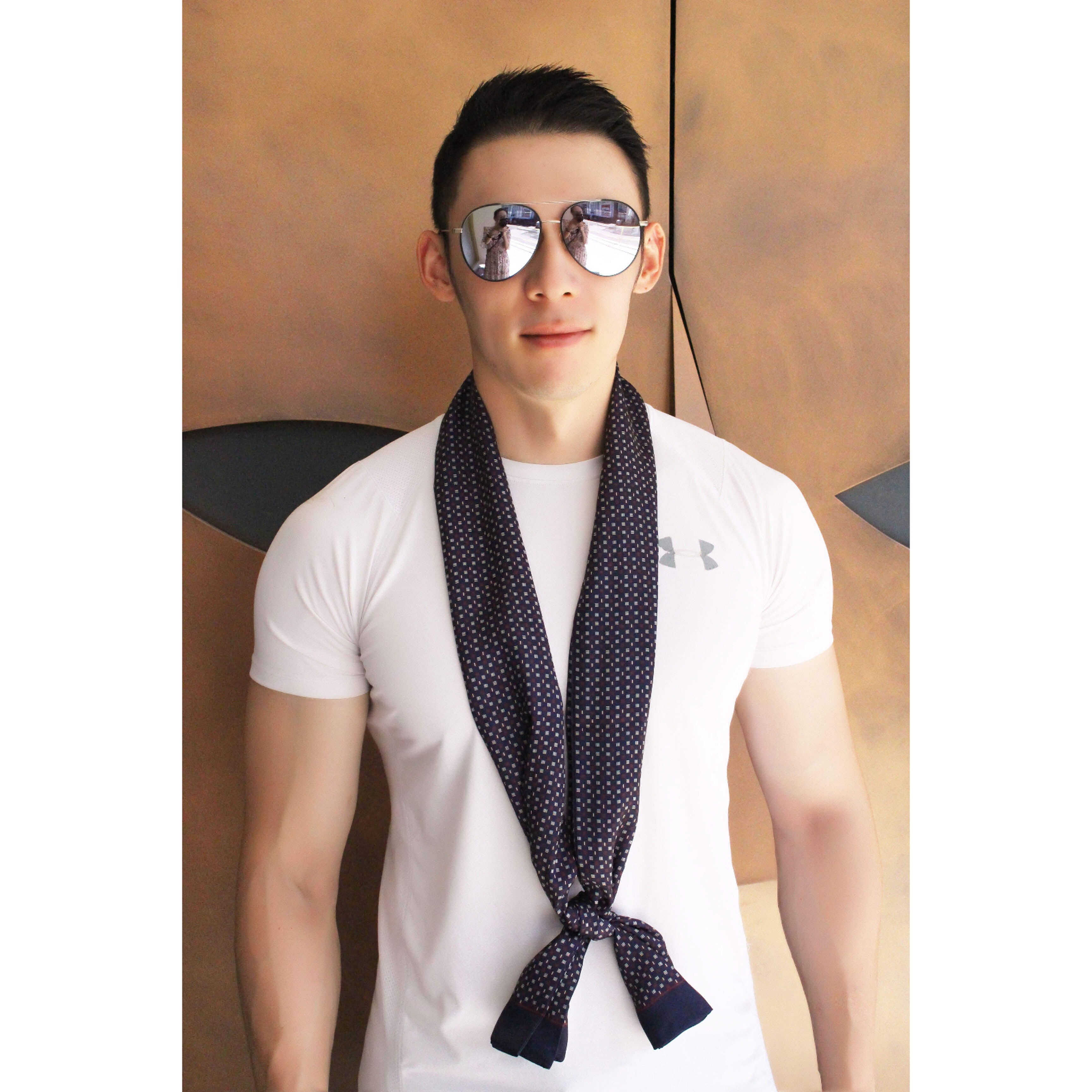 韩版时尚百搭商务男士真丝丝巾薄款长条领巾窄长领口巾护颈小围巾