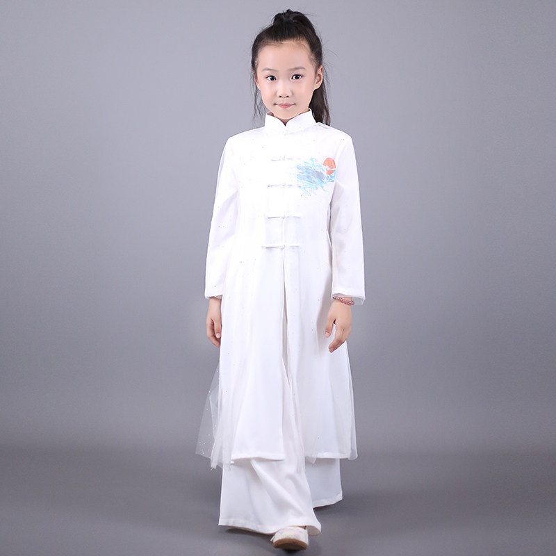 儿童汉服唐装女表演服中国风中式演出服男女童古装喷绘儒服定制
