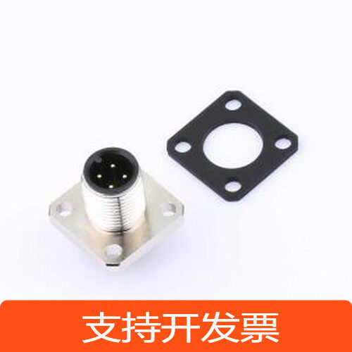 DS869MCS0120-4P 圆形(线缆)连接器 M12-4P 前锁直母四孔法兰 带