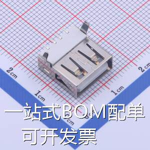 903-141A1014S10200 USB连接器 Type-A 母座 卧贴 无后盖弯脚无边