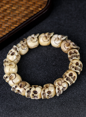 藏式骆驼骨雕刻骷髅头民族风