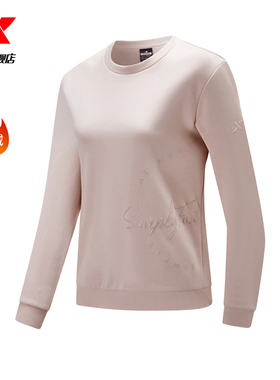 特步加绒卫衣女2025秋季新款印花保暖套头衫长袖上衣977428920329