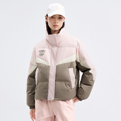 特步有暖气运动羽绒服女款2025秋冬新款立领保暖外套宽松外套上衣