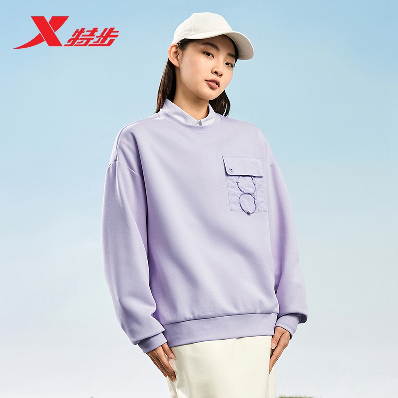 特步塑型科技套头衫卫衣女2025秋季新款户外运动上衣宽松休闲女装