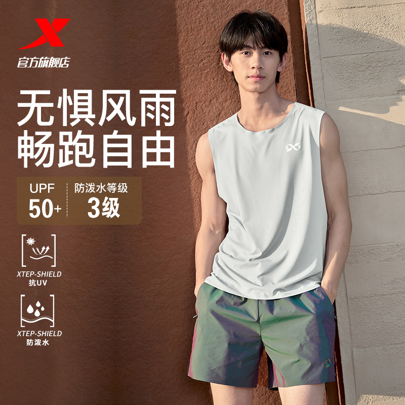 【乐跑学院】特步速干短裤男2025夏季新款健身跑步健身梭织五分裤