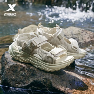 特步行空丨凉鞋女鞋夏舒适百搭魔术贴户外黑色运动鞋休闲鞋沙滩鞋