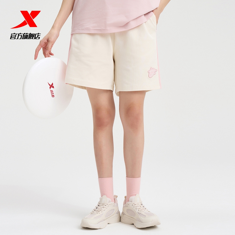 特步短裤女2025新款夏季官方正品休闲针织运动五分裤976328610504