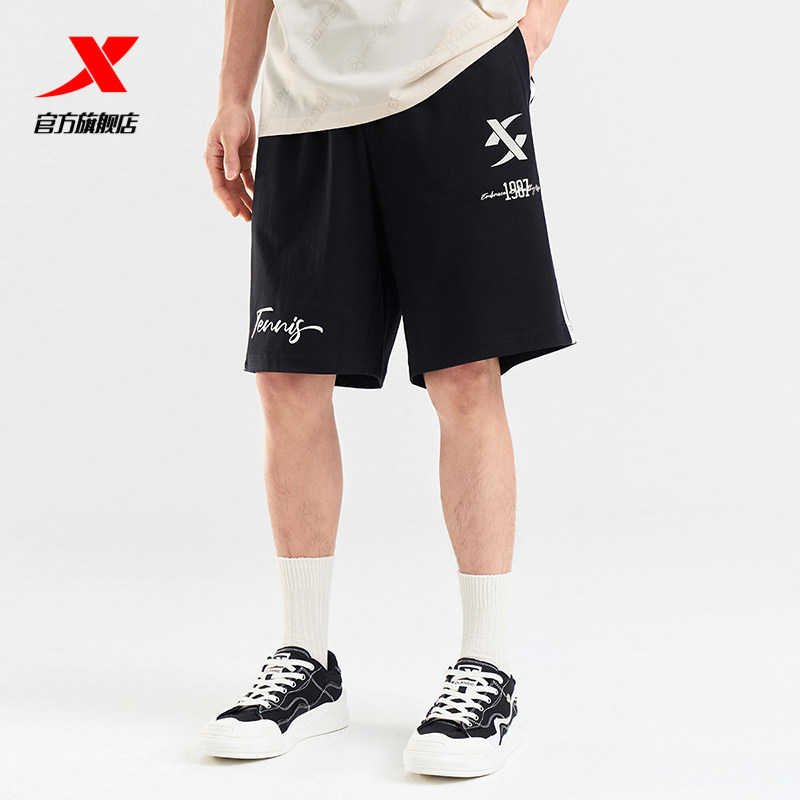 特步短裤男2025夏季新款纯棉裤子运动针织五分裤男裤976229610563