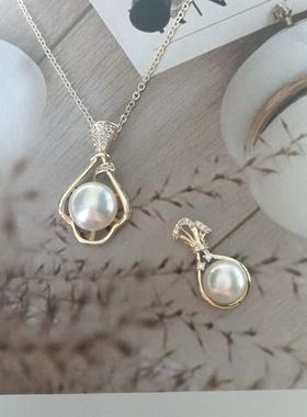 14K包金钱袋天然淡水珍珠项链