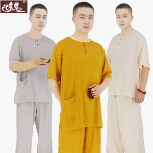 远尘僧服夏季绵绸短袖出家人和尚居士睡衣内衣轻薄透气居士服男女